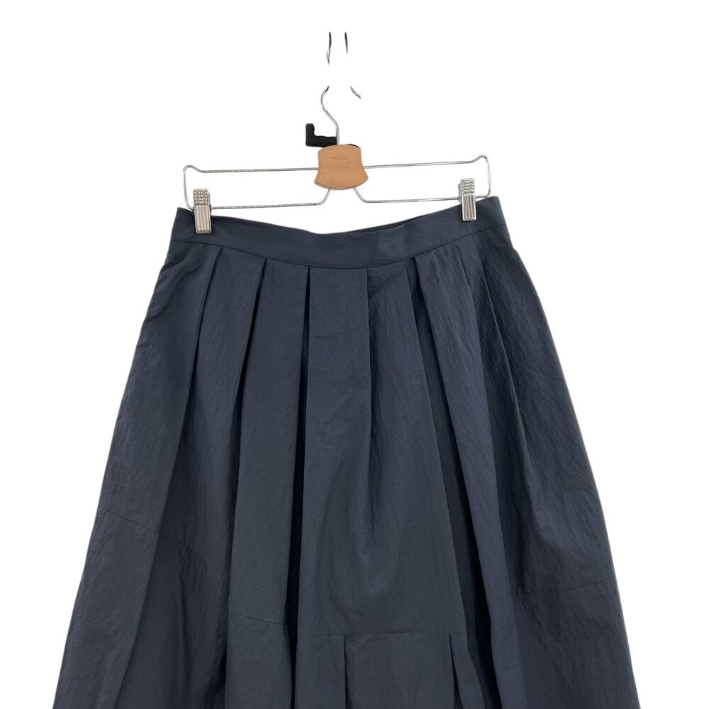 Brunello Cucinelli Pleated Asymmetric Skirt Cotton Navy Blue Size US 8 - Picture 8 of 14
